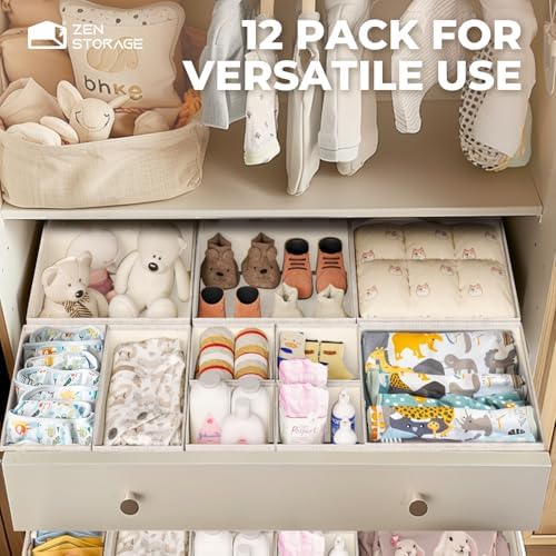 ZenStortage 12Pack Drawer Organizers Clothes, Linen Nursery Drawer Divider - Image 5