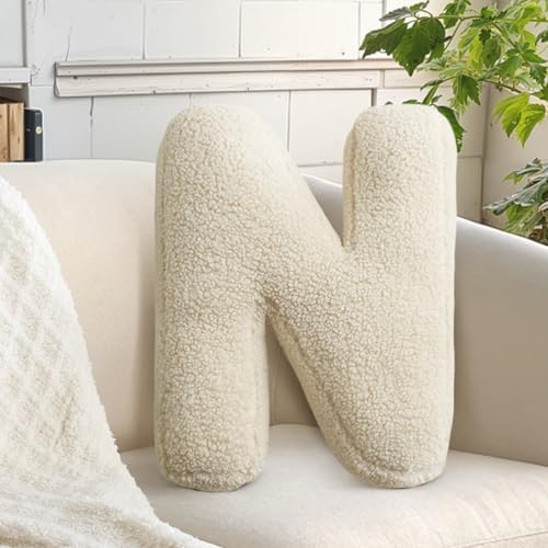 Ivory Letter Pillow Alphabet N Decorative Throw Pillow by huraty
