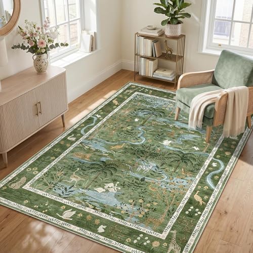 Jungle Animal Print 3x5 Washable Rug by Garvee