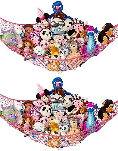 Large Stuffed Animal Storage Hammock 2 Pack | Holds 12 lbs | Corner Stuffed by LillysLove