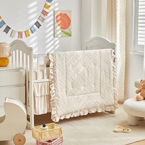 Tufted Ruffle Crib Bedding Set 3 Pieces Baby Boho Quilted Comforter by Uozzi+Bedding