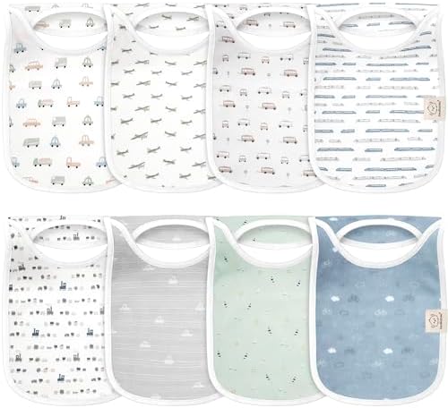 KeaBabies 8-Pack Bibs for Baby Girls, Pullover Baby Bibs by KeaBabies