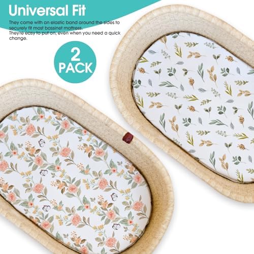 Stretch Fitted Bassinet Sheet Set BROLEX 2 Pack Cradle Sheets - Image 3