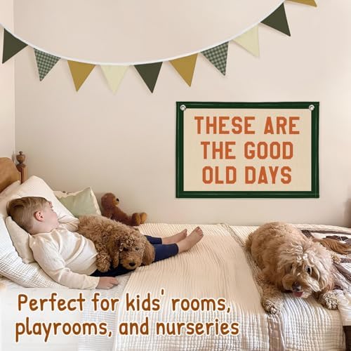 Lacama Nursery Wall Decor Sage Green Pennant Banner Flags - Image 4