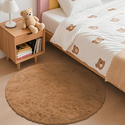 OLANLY Khaki Round Rugs for Bedroom - Image 3