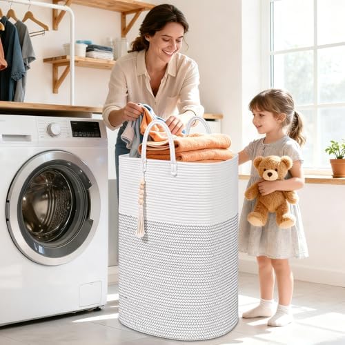 Woven Laundry Basket for Clothes, 80L Large Rectangle Laundry Hampers - Image 2