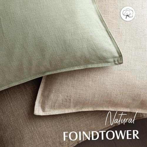 Foindtower Linen Solid Decorative Throw Pillow Cover 16x16 Inch Light Green - Image 4