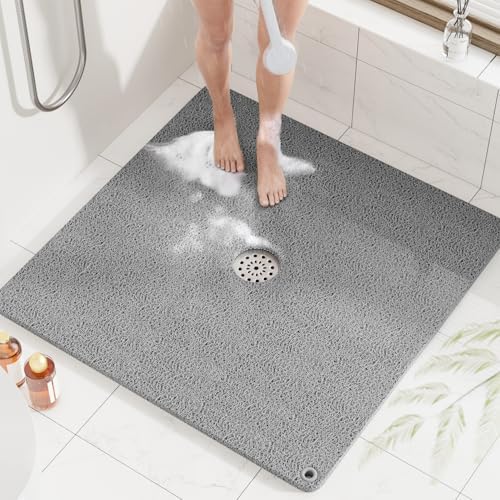 HITSLAM Square Loofah Shower Mat, 32x32 Inch Non Slip Bath Mat by HITSLAM