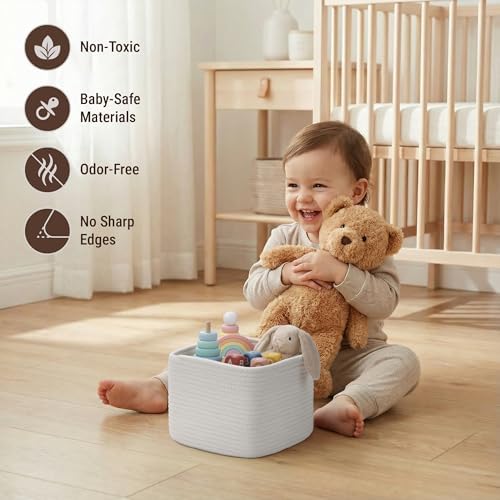 5-Pack Storage Cubes Woven Rope Baskets, 2 Sizes Organizer Bins - Image 4