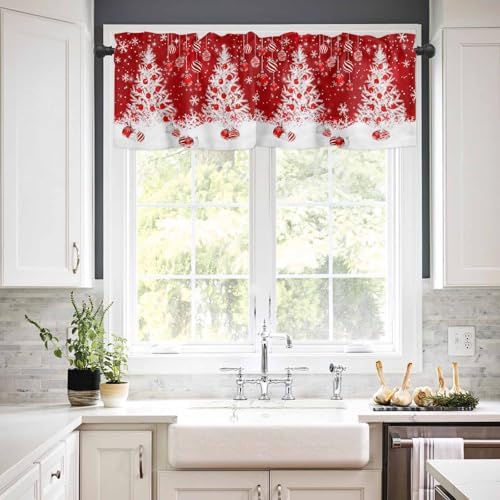 Red Christmas Kitchen Curtains and Valances Set - Image 2