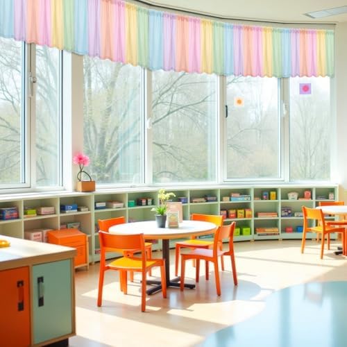 4 Pcs Pastel Colorful Window Valances Curtains - Image 5
