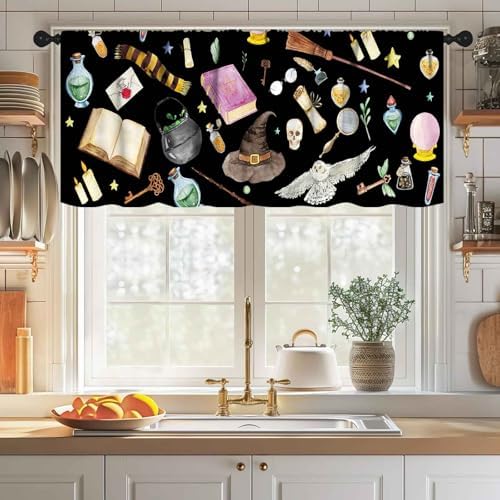 Witch Curtains Valance for Kids Room, Witchy Witchcraft Magic Book Mysterious - Image 3