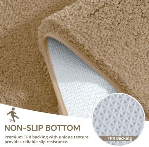 Polyester Bathroom Rug 24"x48" Light Brown, Non-Slip Soft Bath Mat - Image 6