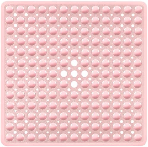 Square Shower Mat Bathtub Mat Tub Bath Mat Non Slip Pink 21"x21" by NaolotureHome
