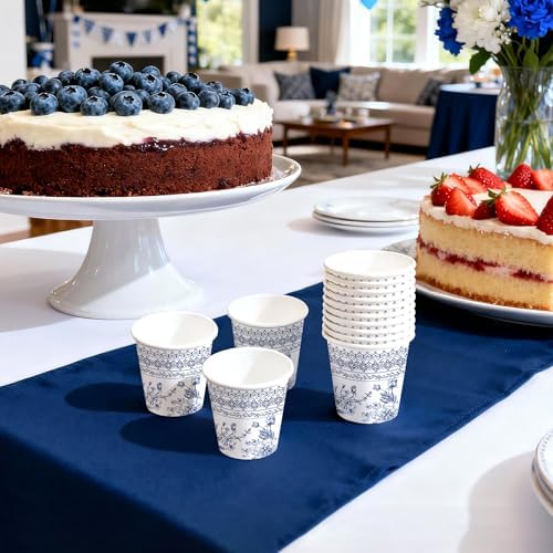 WRAPAHOLIC 3oz Toile Blue Floral Bathroom Cups - Image 7