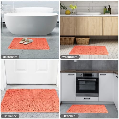 Yeaban Chenille Coral Bathroom Rug 24"x36", Non-Slip Rubber Backing - Image 5