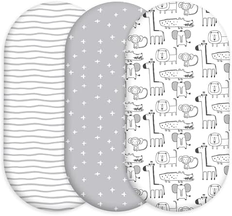 Baby Bassinet Sheets Girl Boy, 3 Pack Fitted Bassinet Sheet by CivaruaKids