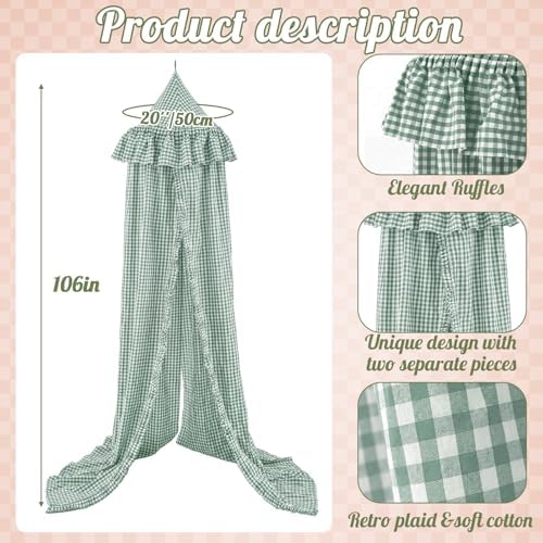 SmoothNovelty Gingham Plaid Bed Canopy - Image 2