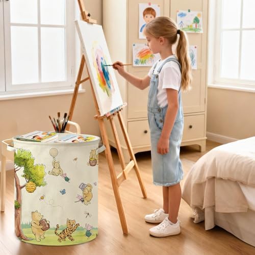 Oval Neutral Classic Winnie Bear Baby Laundry Basket Hamper - Image 5
