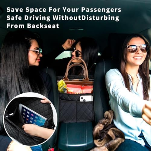 Car Handbag Holder Between Seat Durable Leather Seat Back Organizer Pet & Kids - Image 4