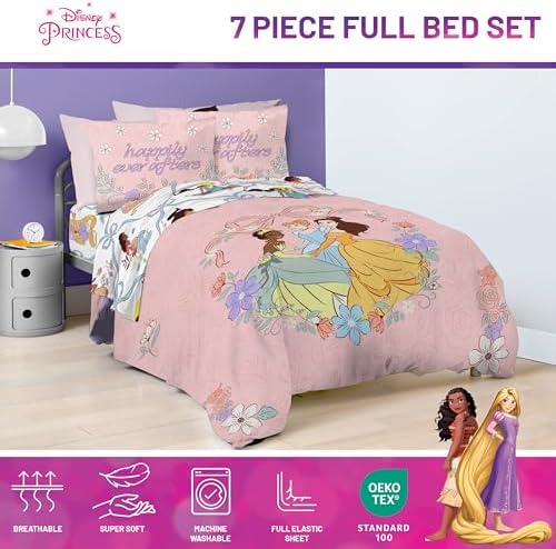 Disney Princess Full Size Comforter Set 7 Piece Kids Bedding - Image 4