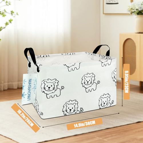 Rectangular Collapsible Lion Storage Basket Nursery Organizer - Image 2
