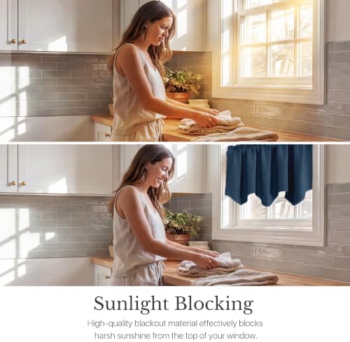 NICETOWN Navy Kitchen Valance for Windows Decoration for Apartment Bathroom - Image 2