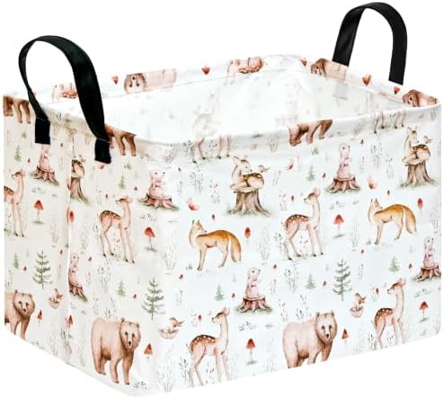 MAIZMZ Kids Storage Basket, Jungle Animals Print, Waterproof Lining, Leather by MAIZMZ