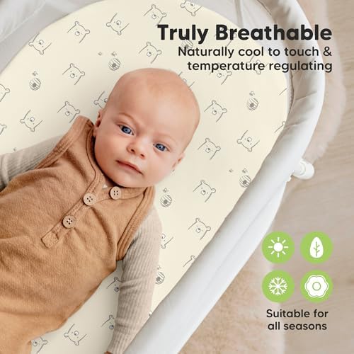 2pk Waterproof Bassinet Sheets Boy, 33x17 Mattress Cover - Image 5