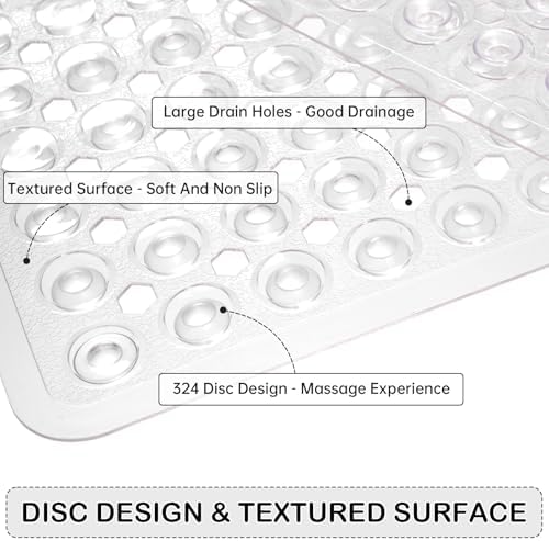 Non-Slip Bathtub and Shower Mats, Power Grip Bath Mat 35 x 16.3 Inch - Image 2