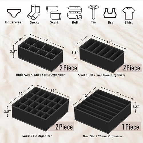 Simple Houseware Closet Underwear Organizer Drawer Divider Assorted 7 pcs - Image 2