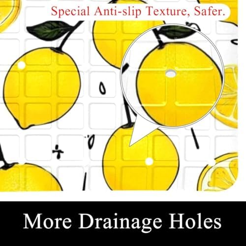 Shower Mat Non Slip 26.8 x 15.1 Inches, Lemon Bathtub Mat Shower Stall Mats - Image 2
