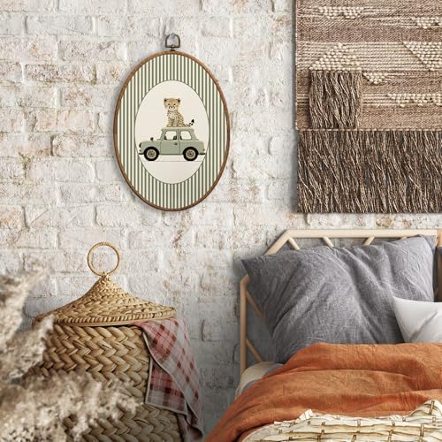 SONMYSULIL Leopard Car Nursery Wall Art Decor, Animal Nursery Oval Wall Hanging - Image 4