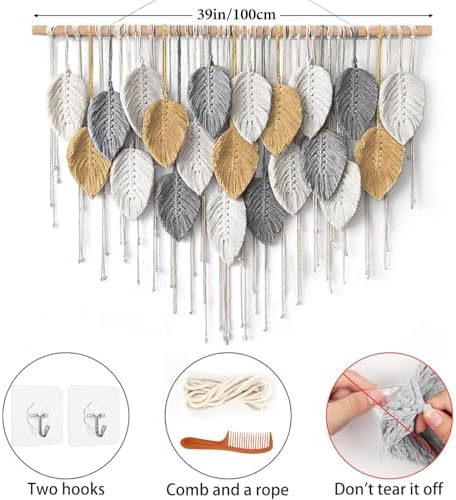 Large Macrame Wall Hanging Boho Woven Tapestry Chic Modern Home Decorations - Image 2