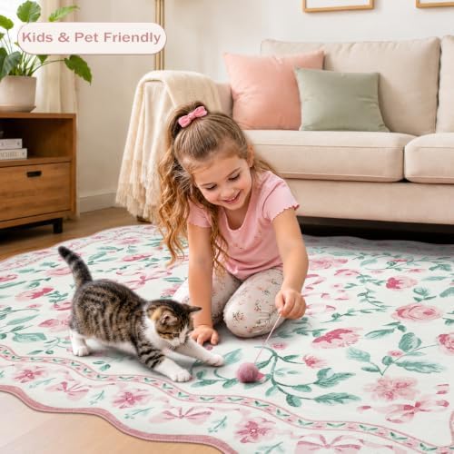 Rugalia Bow Floral Washable 5x7 Rug - Image 4