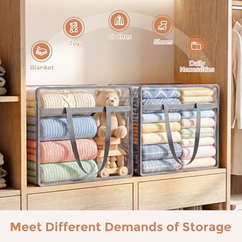 4 Pack Clear Storage Bags for Clothes, 45L Closet Organizers and Storage - Image 4