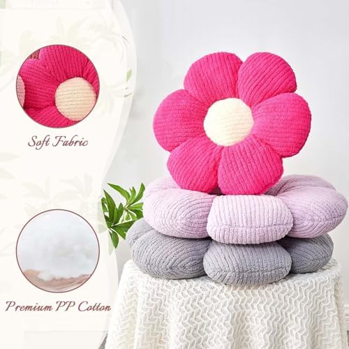 Kcvvcr Flower Throw Pillow, Soft Grey 17.7" Shaped Floor Pillow - Image 4