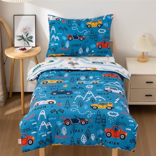 NTBED 4 Pieces Racing Car Toddler Bedding Set by NTBED