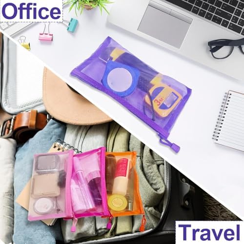 Mesh Pouches, Mesh Bags with Zipper Nylon Makeup Pouches Bag Cosmetic Pouch - Image 6
