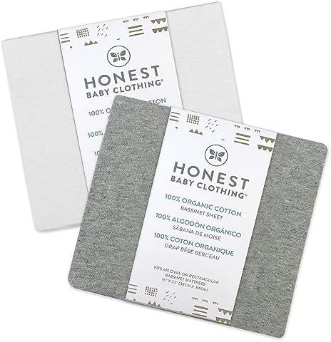 HonestBaby 2-Pack Organic Cotton Fitted Bassinet Sheet, One Size - Image 4