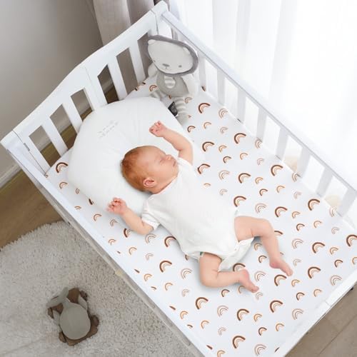 PHF 3 Pack Soft Mini Crib Sheets, Rainbow Silky Pack N Play Sheets - Image 2