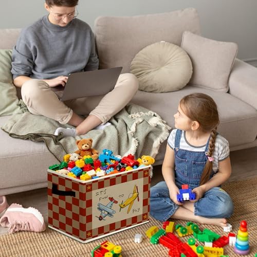 Rustic It's Fun To Fly Airplane Storage Bins Boxes - Image 4