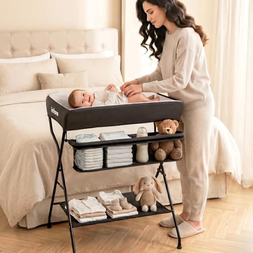 INFANS Baby Changing Table, Folding Diaper Station Portable Nursery Organizer by INFANS