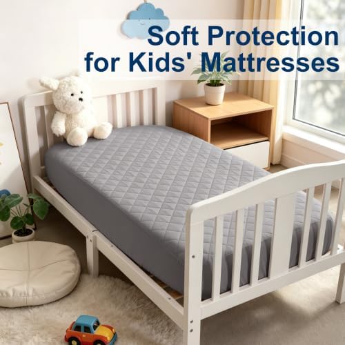 BEDSUM 2-Pack Waterproof Mini Crib Mattress Protector, Smoke Grey - Image 5