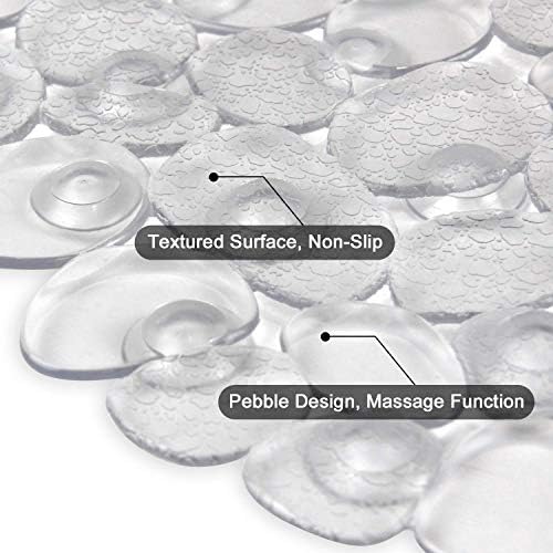 WELTRXE Pebbles Bath Mat Clear Non-Slip Bathtub Mat - Image 6