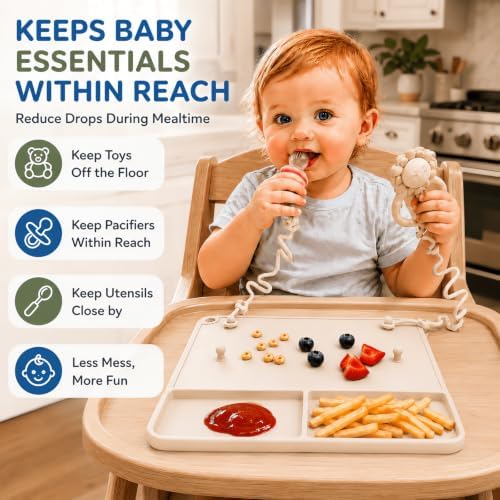 2 Pack Baby Silicone Mat with Suction Base & 8 Stretchable Straps, Lovbaby Baby - Image 2