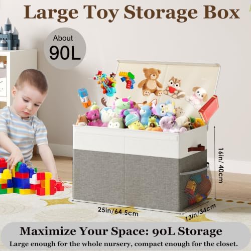 Large Toy Storage Box with Lid, Toy Chest with Divider, Foldable Organizer - Image 2