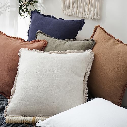 Foindtower Decorative Linen Fringe Lumbar Throw Pillow Covers Cozy Boho - Image 5