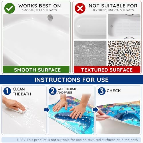 LNOND Bath Mat for Tub for Kids, Ocean Bathtub mat Non Slip, Machine Washable - Image 7