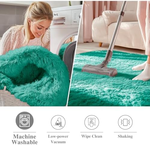OLANLY Teal Green Round Rugs for Bedroom - Image 3